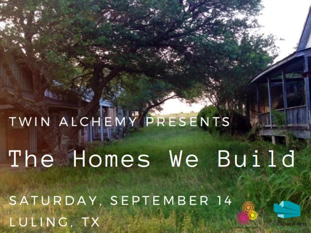 A promotional image for The Homes We Build overlays text on a tree-lined rural scene.